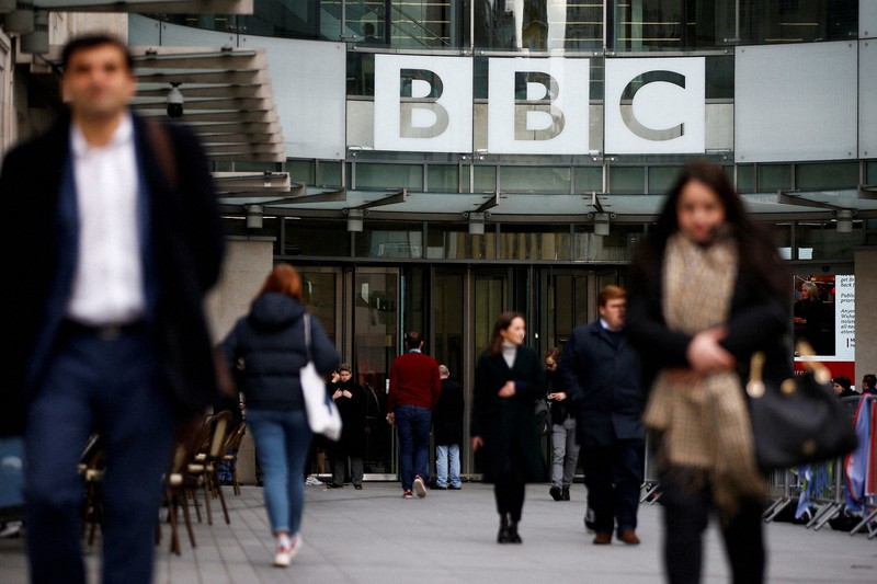 中国で国際放送の放映が不許可になったBBCの本部=ロンドンで2020年1月29日、ロイター