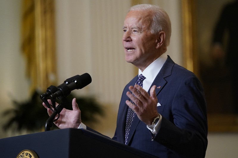 ミュンヘン安全保障会議のオンライン特別会合で発言するバイデン米大統領＝米ホワイトハウスで2021年2月19日、AP
