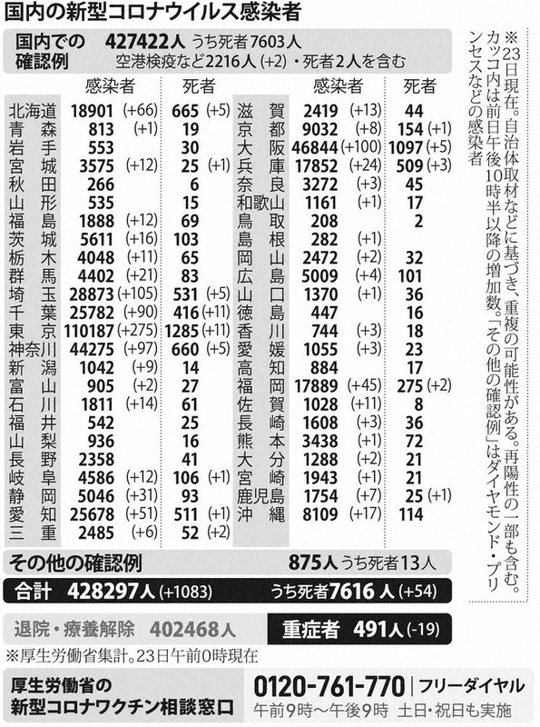 国内の新型コロナウイルス感染者