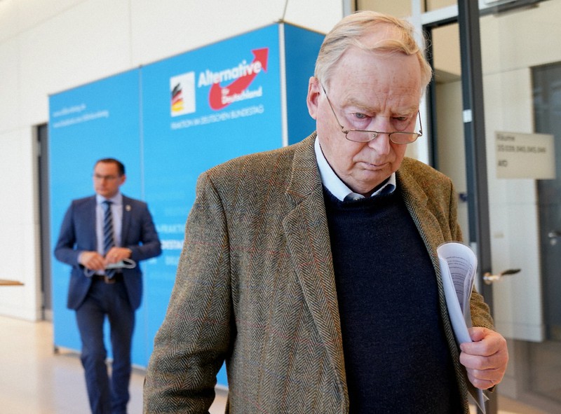 極右の疑いがあるとして監視対象に指定された「ドイツのための選択肢(AfD)」のアレクサンダー・ガウラント名誉党首=ドイツ・ベルリンで2021年3月3日、AP