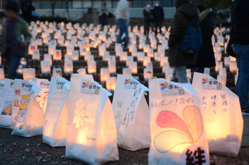 2019年に開かれた「ゆめあかり3・11」=茨城県取手市藤代で2019年3月9日午後5時57分、安味伸一撮影