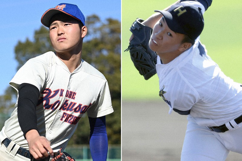 神戸国際大付の阪上翔也(左)と北海の木村大成