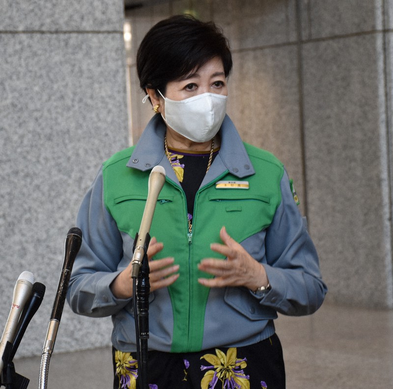 佐々木宏氏の提案に不快感を示した東京都の小池百合子知事=東京都庁で2021年3月18日午前11時35分、斎川瞳撮影