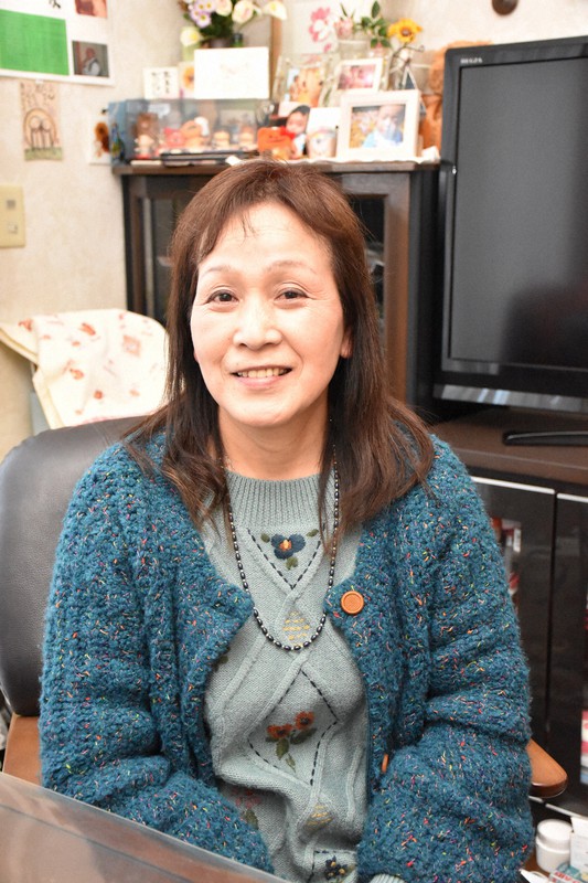 聖火ランナーの山内美代子さん=宮城県南三陸町で2021年3月4日午後4時31分、井手千夏撮影