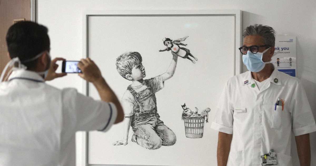希少banksy バンクシー　コロナ作品　スーベニア　看護婦　プリント作品 希少banksy バンクシー コロナ作品 スーベニア 看護婦 プリント作品