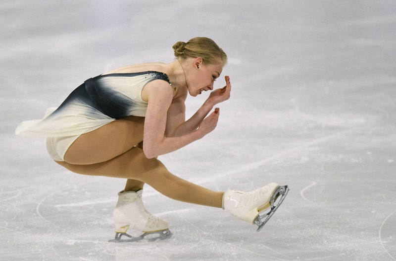 【フィギュアスケート世界選手権】女子フリーで演技するブレイディ・テネル=ストックホルムで2021年3月26日、AP