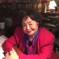 オンラインで取材に応じ、映画公開の喜びを語るサーロー節子さん＝オンライン会議システム「Zoom」より