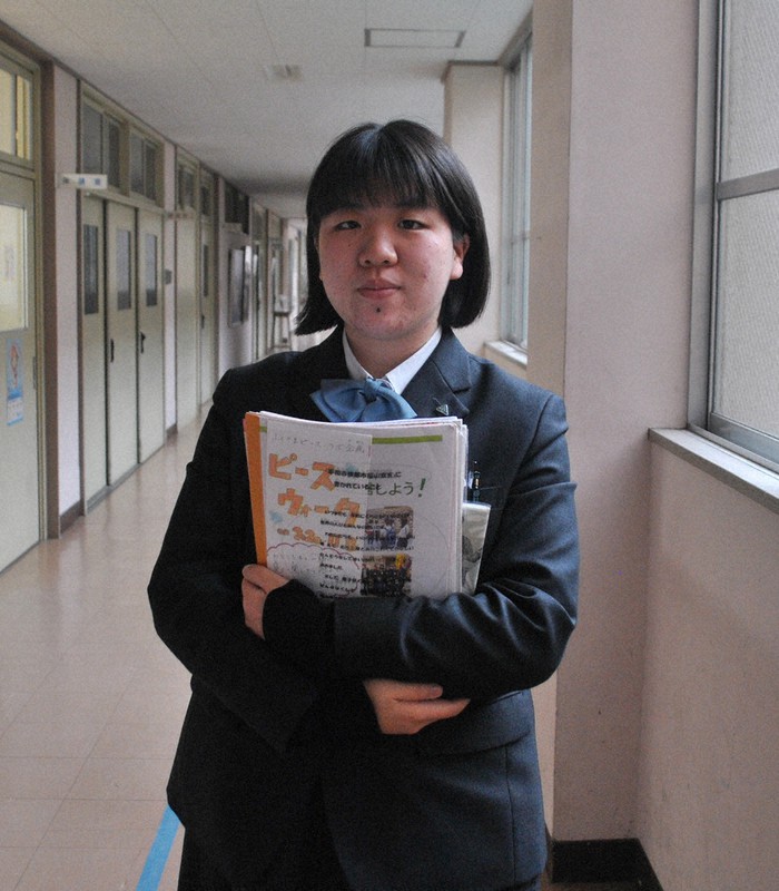 梶原百恵さん=福山市赤坂町の市立福山高で、関東晋慈撮影