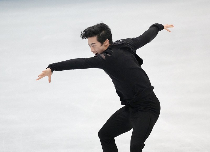 男子フリーで演技するネーサン・チェン=丸善インテックアリーナ大阪で2021年4月16日(代表撮影)