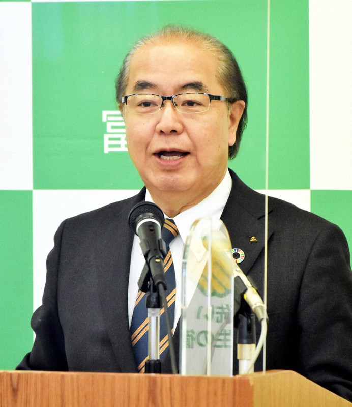 5人以上で会食したことを認めた新田八朗知事=富山県庁で2021年4月19日午後1時29分、砂押健太撮影