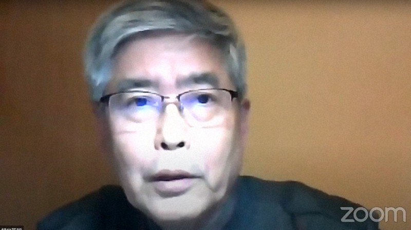オンラインで講演する元福井地裁裁判長の樋口英明さん