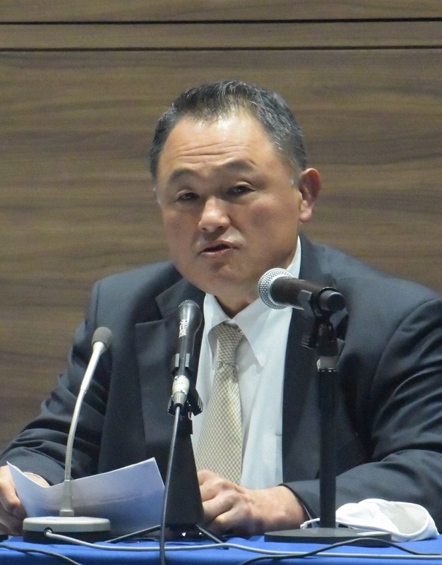 山下泰裕会長=東京都内で2021年2月9日、浅妻博之撮影