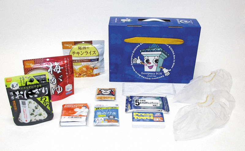 徳島県美馬市の購入支援の一例「お試し備蓄セット」(3000円)=同市提供