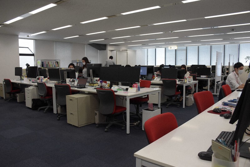 社員の4割がテレワークをしているエスケイワードの本社=名古屋市東区で2021年5月11日午前11時20分、酒井志帆撮影