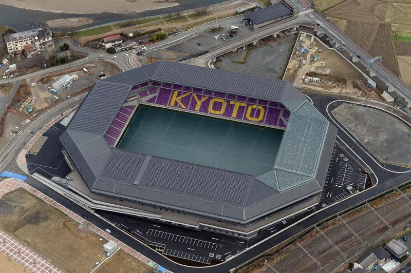 サンガスタジアム by KYOCERA=京都府亀岡市で2019年、本社ヘリから加古信志撮影