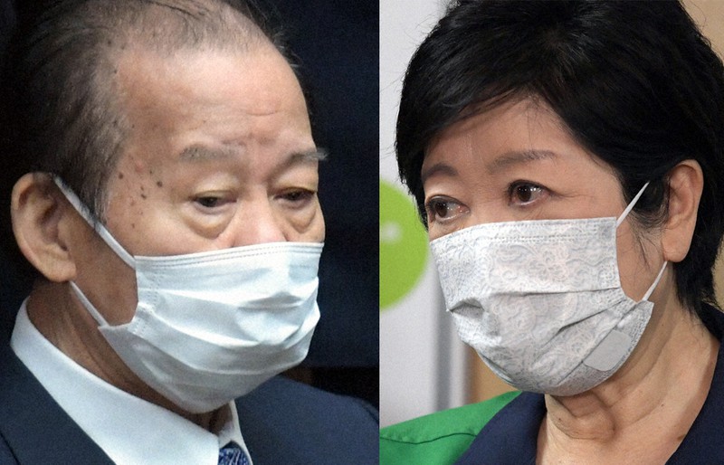 自民党の二階俊博幹事長(左)と小池百合子・東京都知事