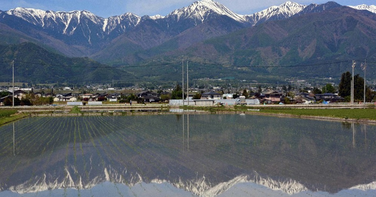 春を告げる「水鏡」に北アルプスの山々 長野・安曇野 | 毎日新聞