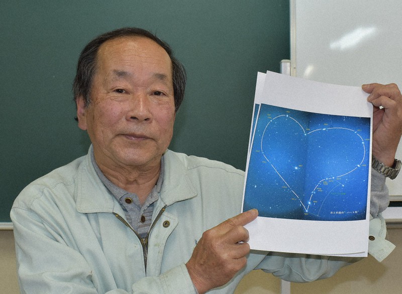おとめ座銀河団にハートの形を発見した天体観測指導員の湯浅祥司さん=三重県尾鷲市で2021年4月22日、下村恵美撮影