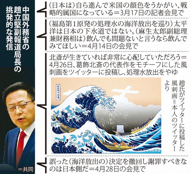 中国外務省の趙立堅副報道局長の挑発的な発信