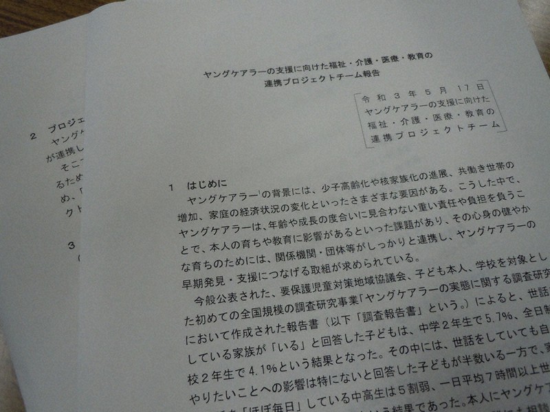 支援策をまとめたプロジェクトチームの報告書