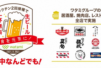 ワクチン接種でドリンク1杯無料のキャンペーンを告知するワタミのポスター＝同社提供