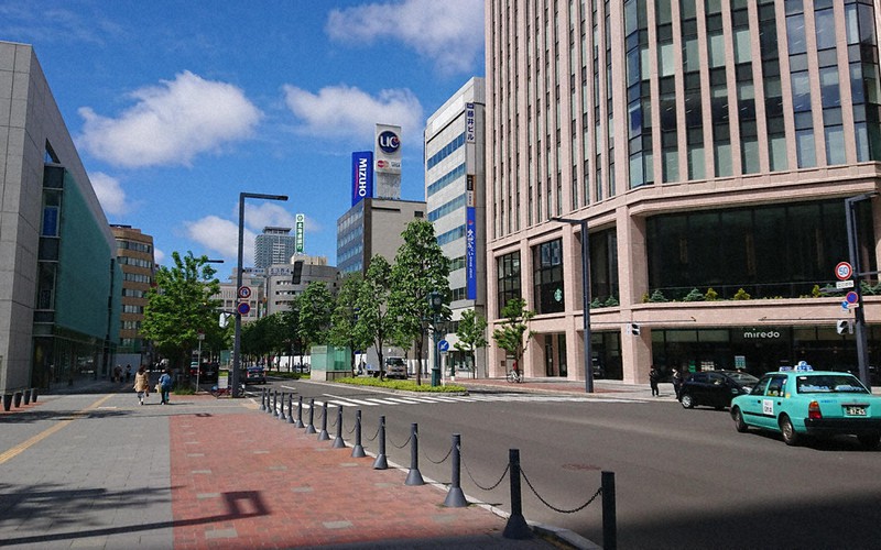 人通りがまばらな札幌市中心部=同市中央区で2021年5月31日午後1時55分、米山淳撮影