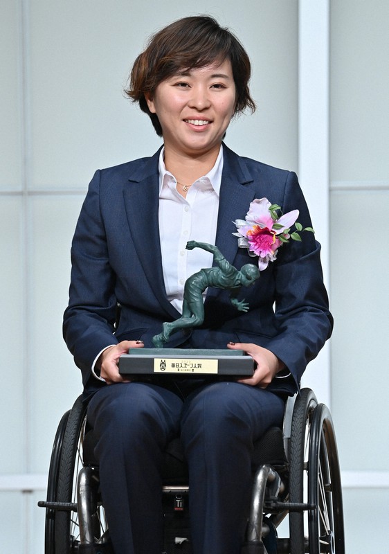 車いすテニスの大谷桃子=宮間俊樹撮影