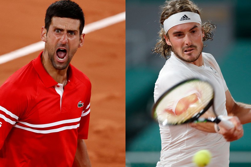 決勝で対戦するノバク・ジョコビッチ(左)とステファノス・チチパス=ロイター