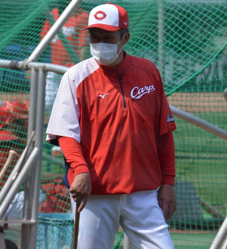 広島の佐々岡真司監督=広島市のマツダスタジアムで2021年6月1日午後3時10分、大東祐紀撮影