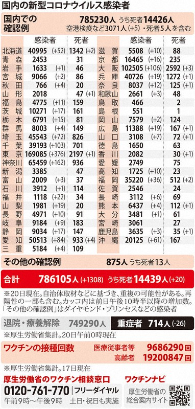 国内の新型コロナウイルス感染者