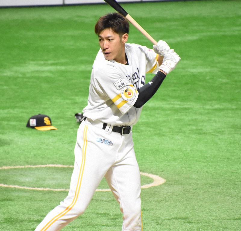 ソフトバンクの柳田悠岐=福岡市のペイペイドームで2021年6月16日午後2時32分、黒澤敬太郎撮影
