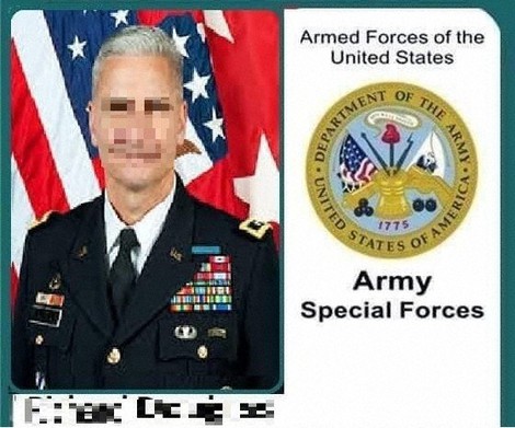 被害者が米軍人を名乗る人物に示された身分証=新川てるえさん提供(画像の一部を加工しています)