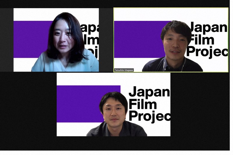 「JapaneseFilmProject」を設立した、(左から時計回りに)伊藤恵里奈さん、歌川達人さん、西原孝至さん
