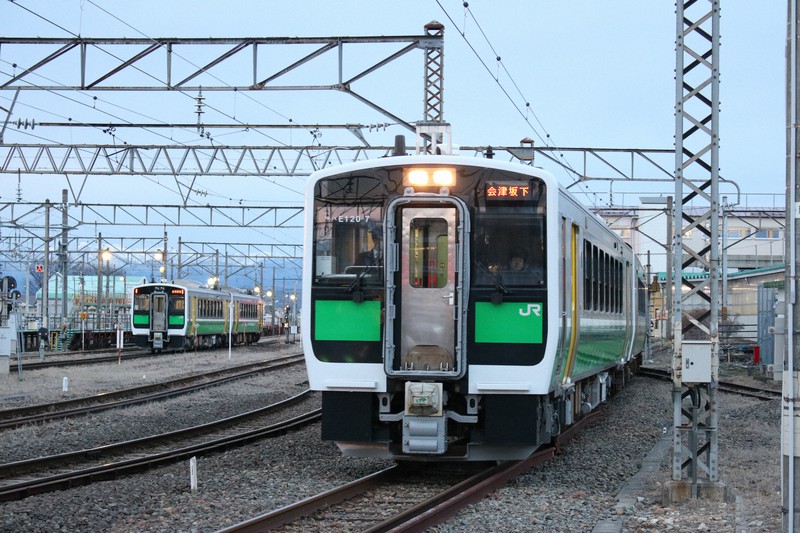 現在の只見線の列車。会津川口-只見間が不通となっている=筆者撮影