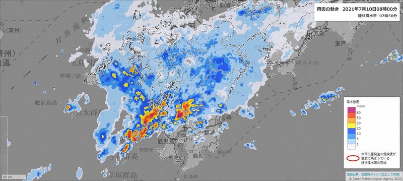 熊本 宮崎 鹿児島3県に一時大雨特別警報 線状降水帯を確認 毎日新聞