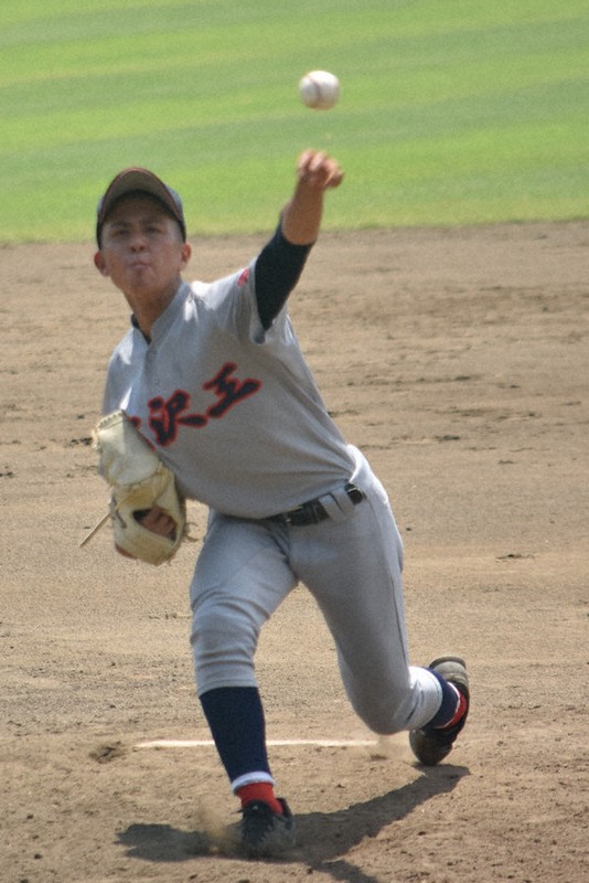 水沢工の山本陸駆投手(3年)=盛岡市の県営野球場で2021年7月21日、松本ゆう雅撮影