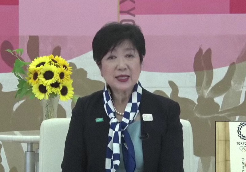 大会開催の決意などを語る小池百合子知事=東京都提供