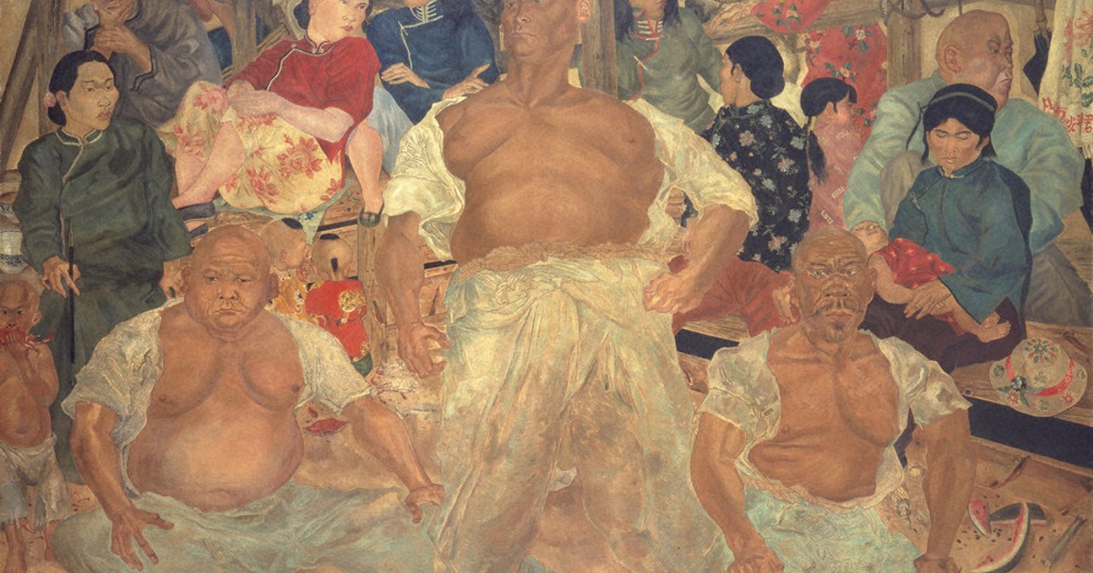 藤田嗣治、【北平の力士】、希少画集画、新品高級額・額装付、状態良好 藤田嗣治、【北平の力士】、希少画集画、新品高級額・額装付