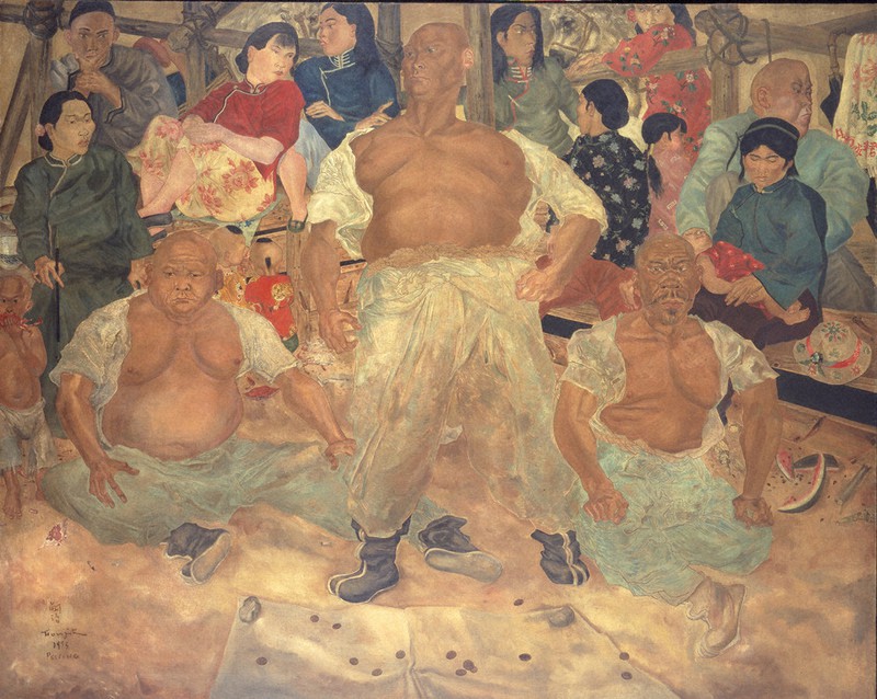 藤田嗣治、【北平の力士】、希少画集画、新品高級額・額装付、状態良好 アートの扉：藤田嗣治 北平の力士 旅先こそアトリエ | 毎日新聞