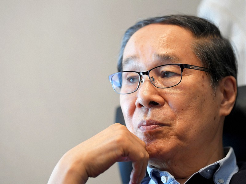 核兵器禁止条約について語る朝長万左男さん=長崎市で2021年7月20日、津村豊和撮影