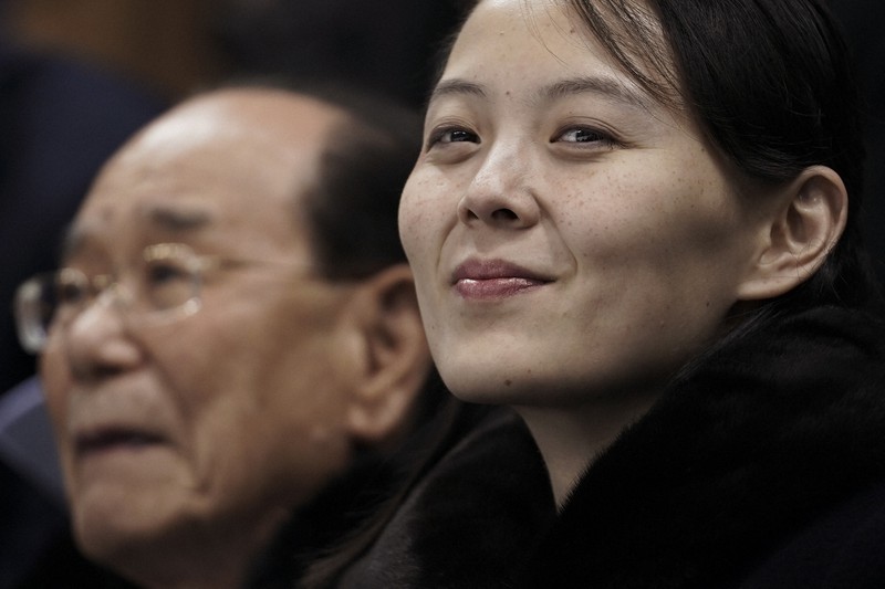 朝鮮労働党の金正恩総書記の妹、金与正党副部長=2018年2月10日、AP
