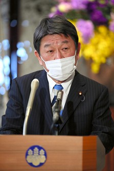 Japanese Foreign Minister Toshimitsu Motegi. (Pool photo)