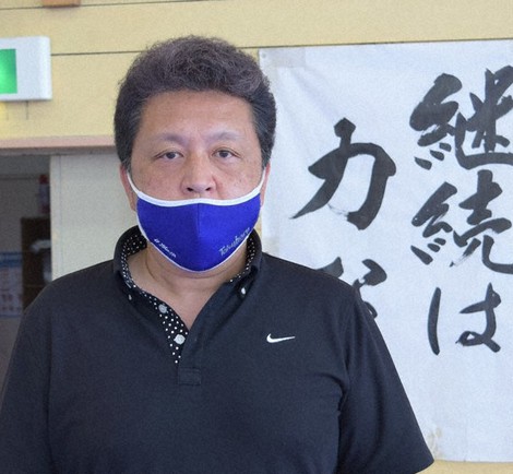 花咲徳栄高・秋山光世監督=埼玉県加須市で2021年8月4日、隈元浩彦撮影