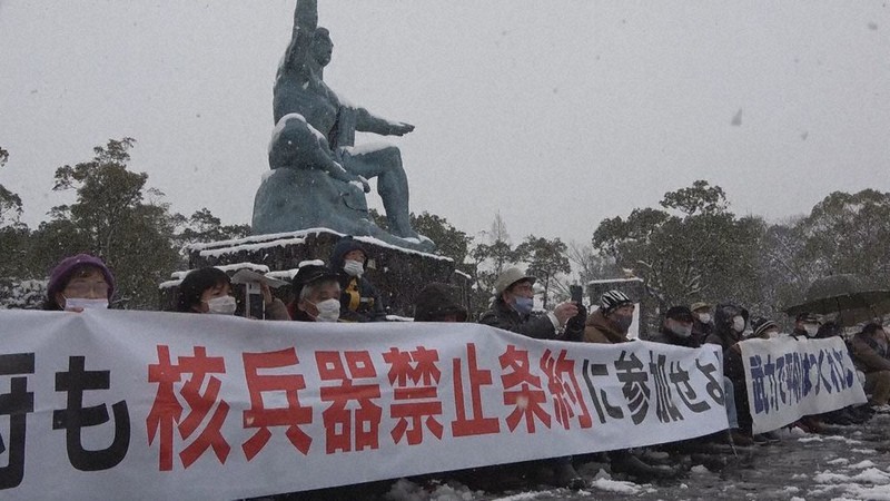 今年1月9日、大雪の中で実施された「反核9の日座り込み」