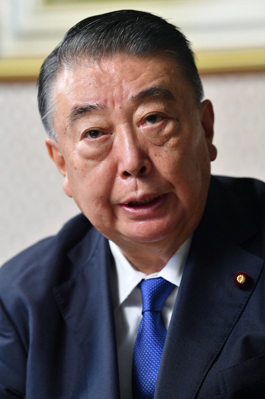 インタビューに答える大島理森衆院議長=東京都千代田区の衆院議長公邸で2019年7月31日、宮間俊樹撮影