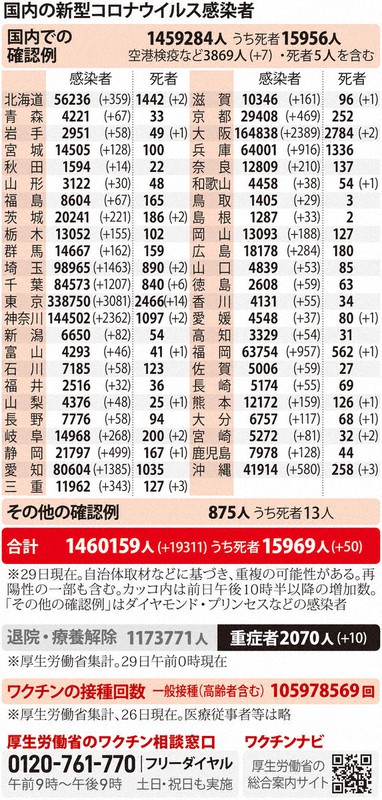 国内の新型コロナウイルス感染者