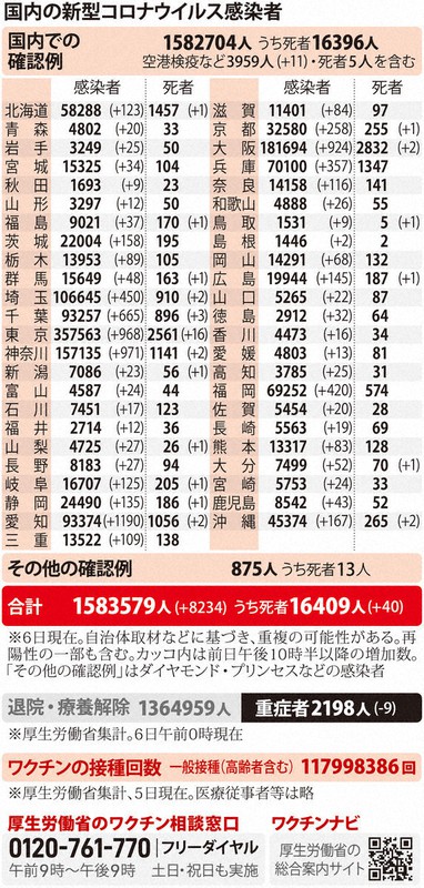 国内の新型コロナウイルス感染者