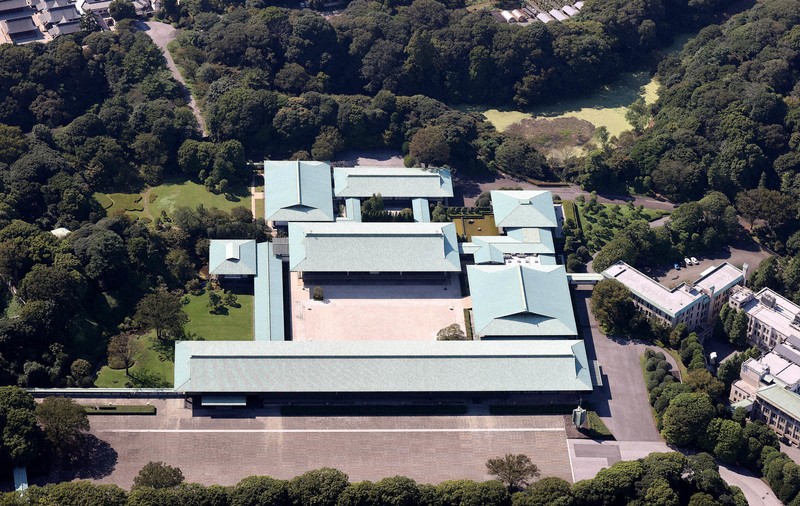 皇居・宮殿＝東京都千代田区で、本社ヘリから幾島健太郎撮影