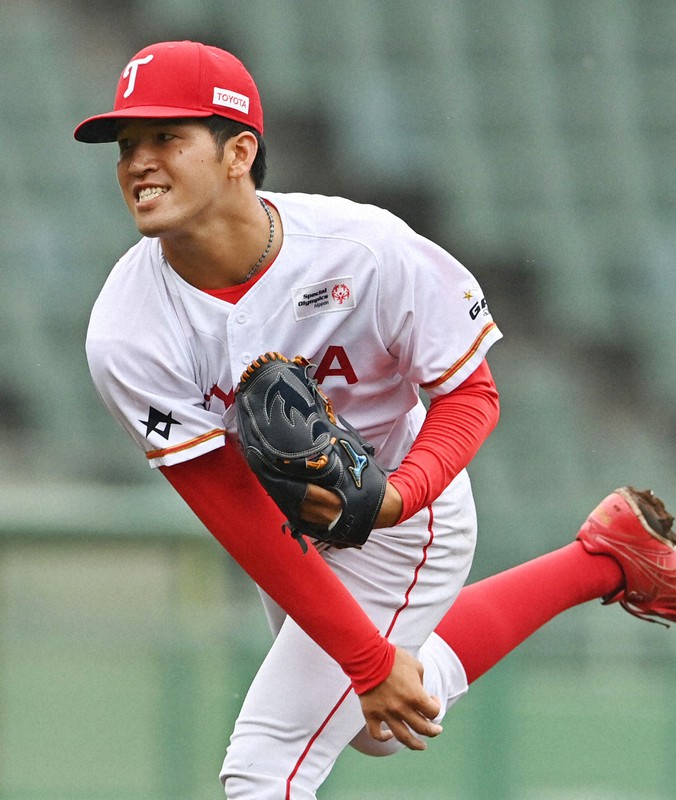 トヨタ自動車の2年目右腕・渕上=ほっともっとフィールド神戸で2021年7月4日、山田尚弘撮影
