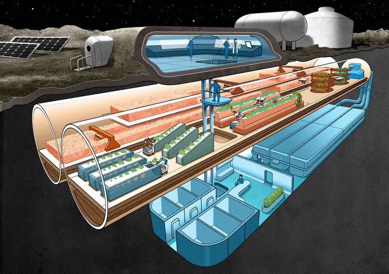 月面における食料生産のイメージ=宇宙航空研究開発機構(JAXA)提供